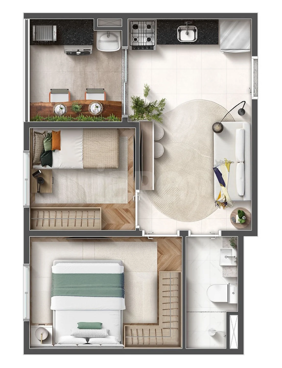 Planta — Apartamento 35,73 m²