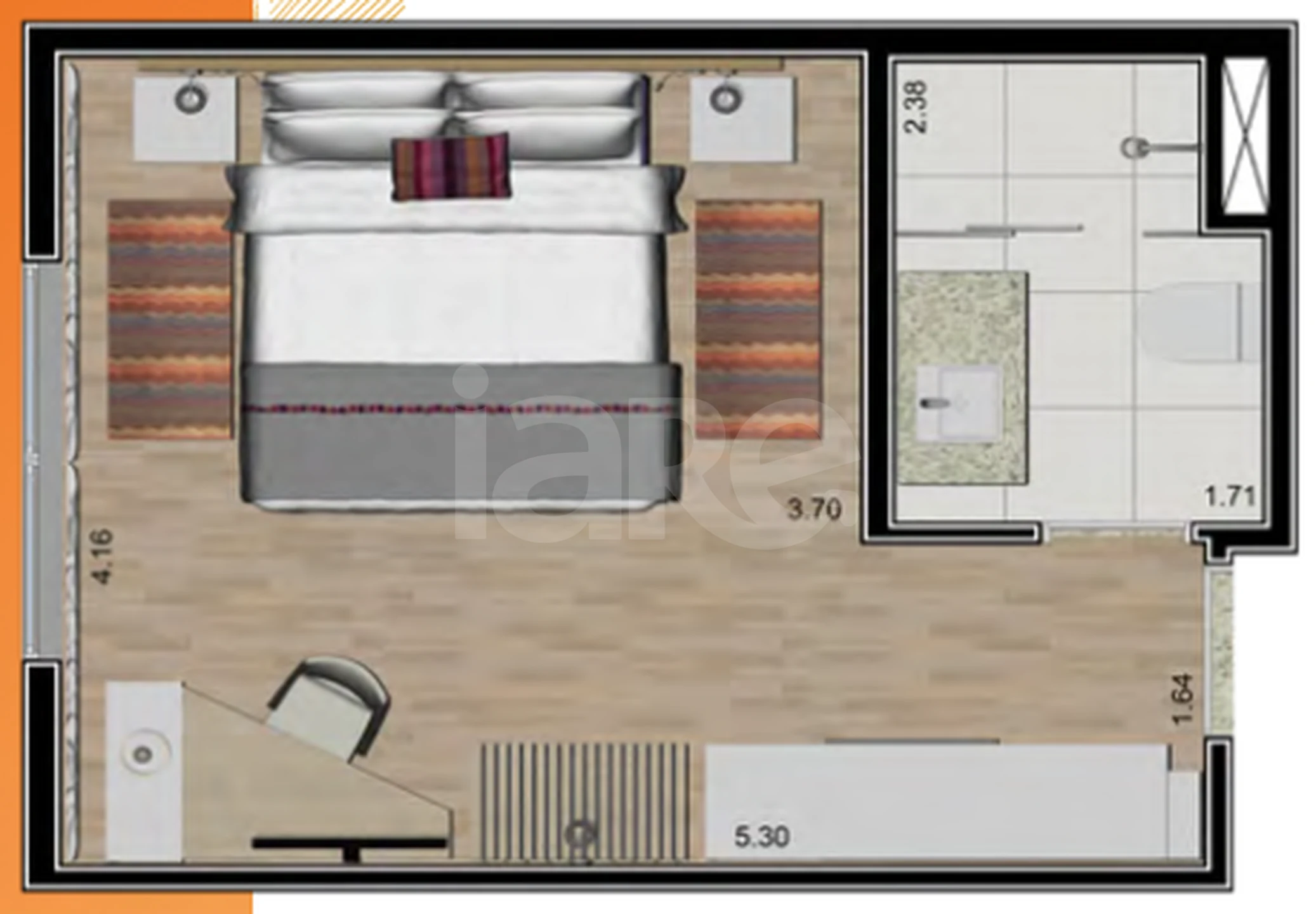 Planta — Studio 24,19 m²