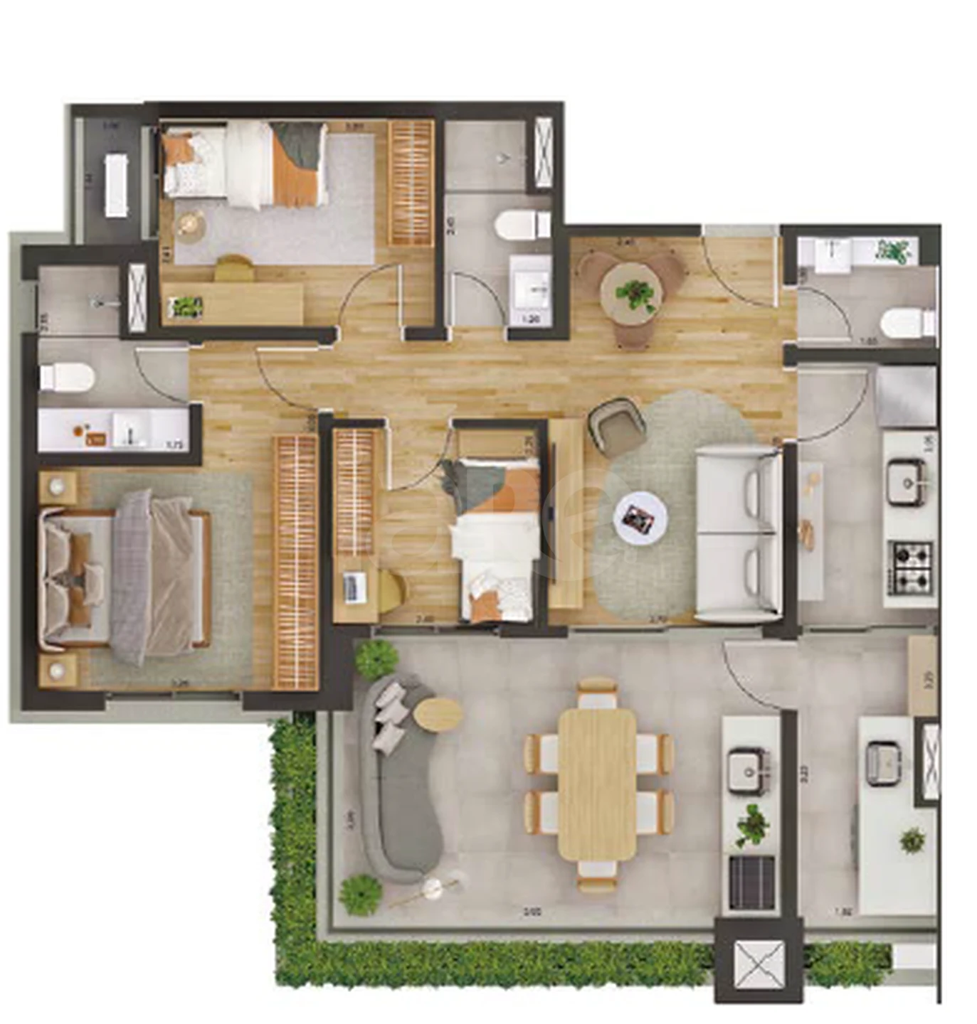 Planta — Apartamento 89,02 m²
