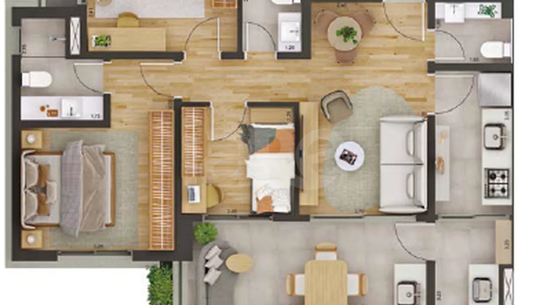Planta — Apartamento 89,02 m²