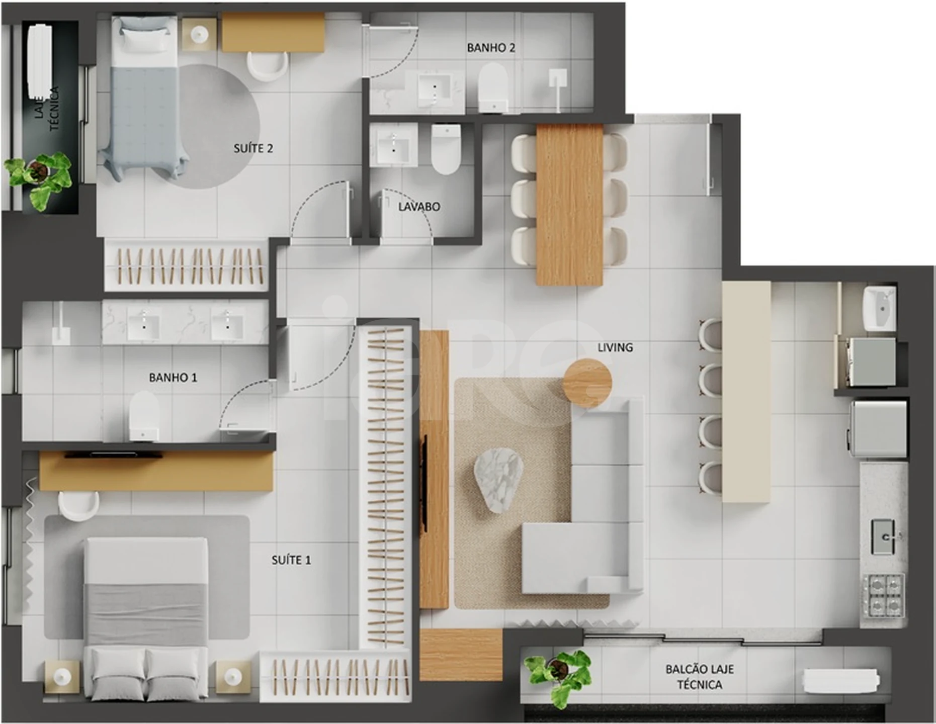 Planta — Apartamento 91 m²