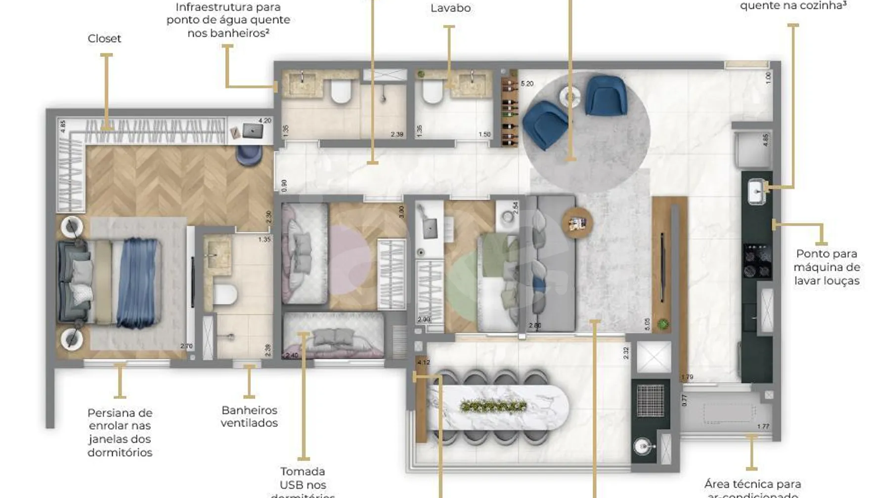 Planta — Apartamento 90,18 m²