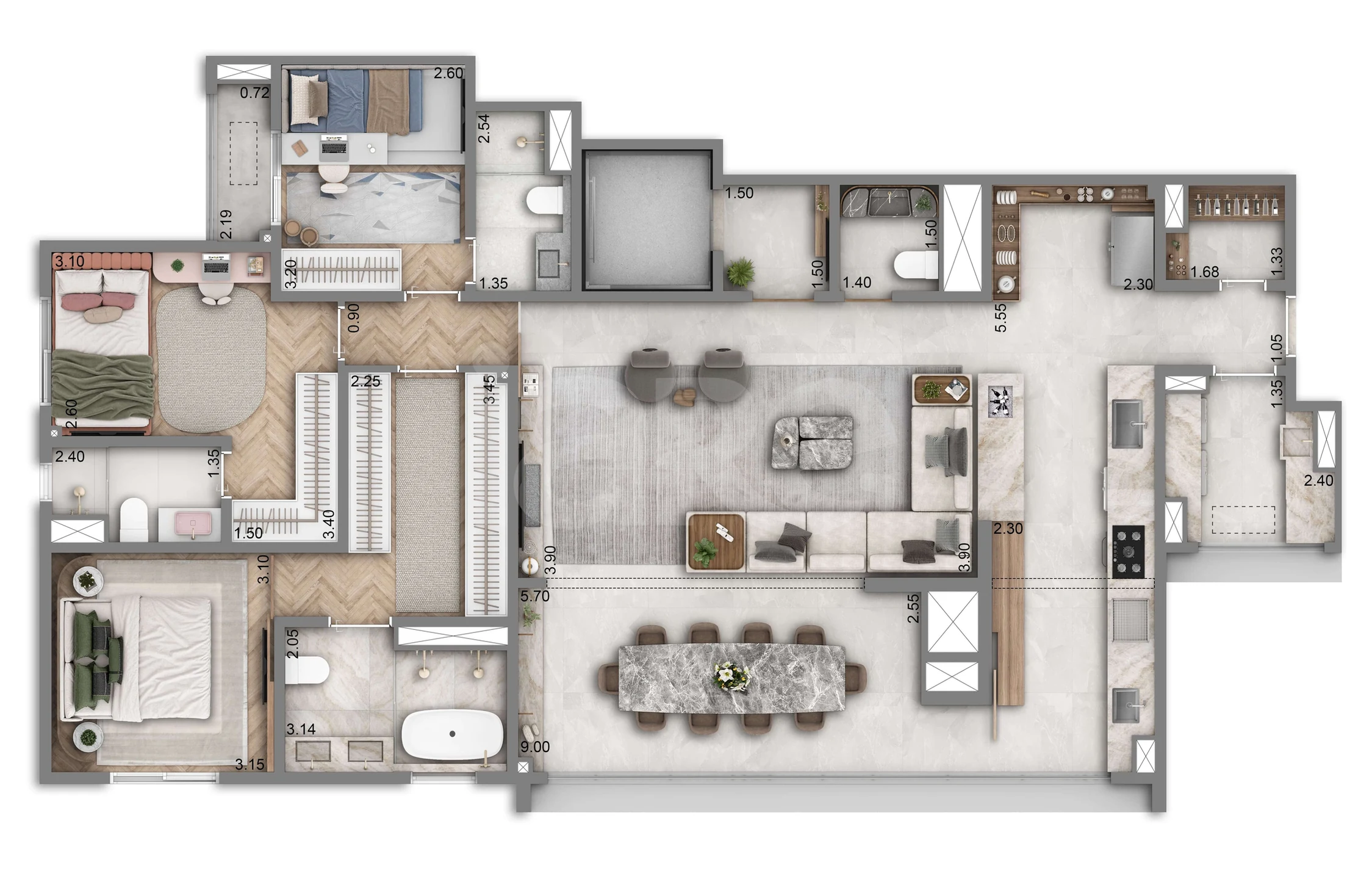 Planta — Apartamento 147,6 m²