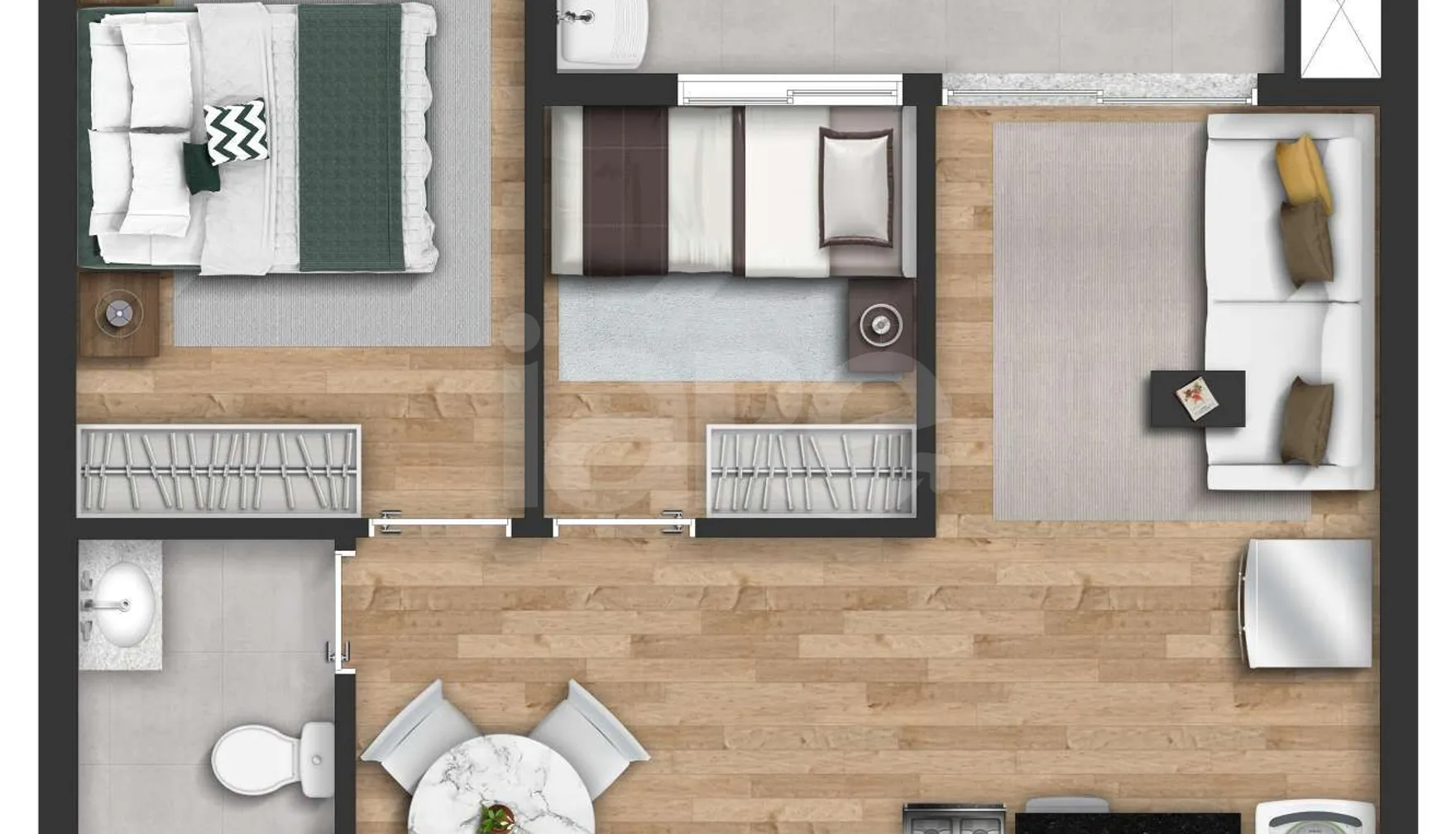 Planta — Apartamento 43,46 m²