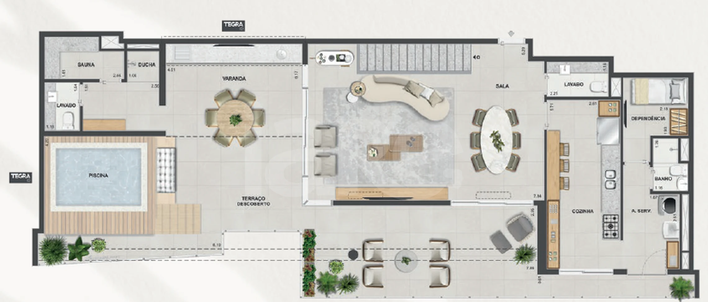 Planta — Cobertura Duplex 302,51 m²