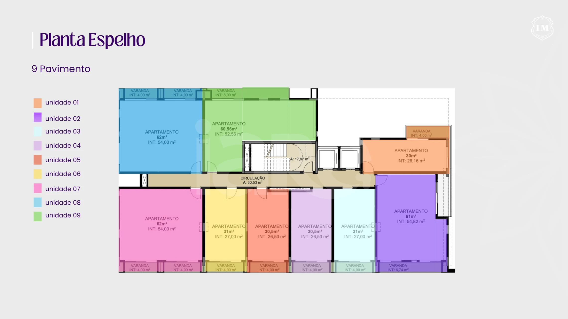 Planta — PLANTA ESPELHO - PAVIMENTO 9