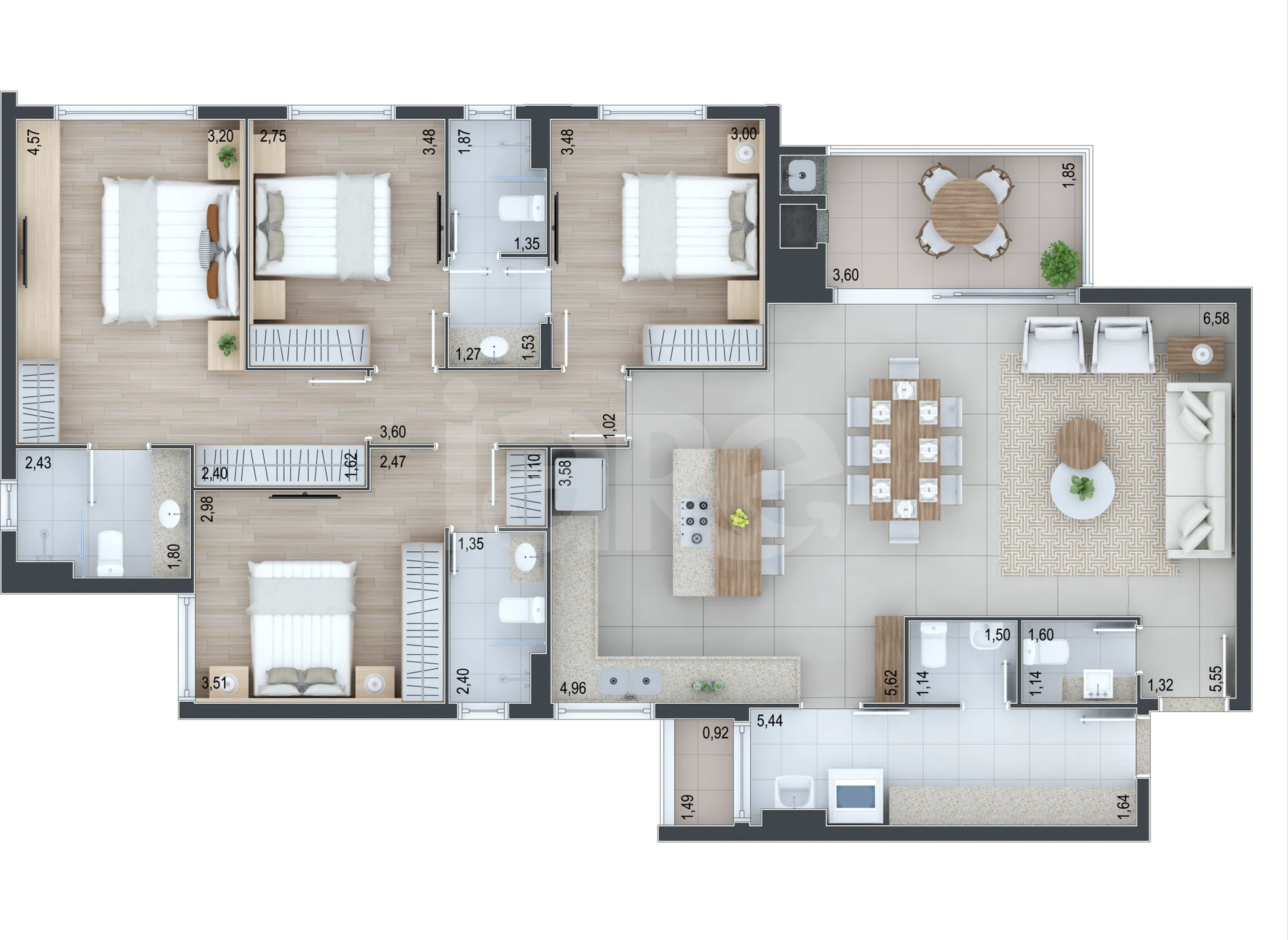 Planta — Apartamento 145,92 m²