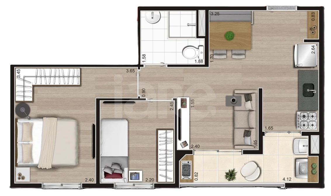 Planta — Apartamento 43,33 m²