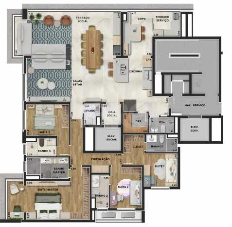 Planta — Apartamento 190,7 m²