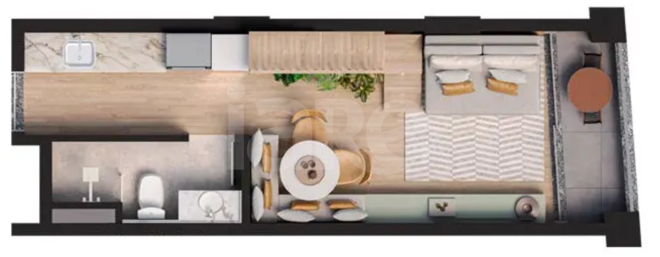 Planta — Studio 22,8 m²
