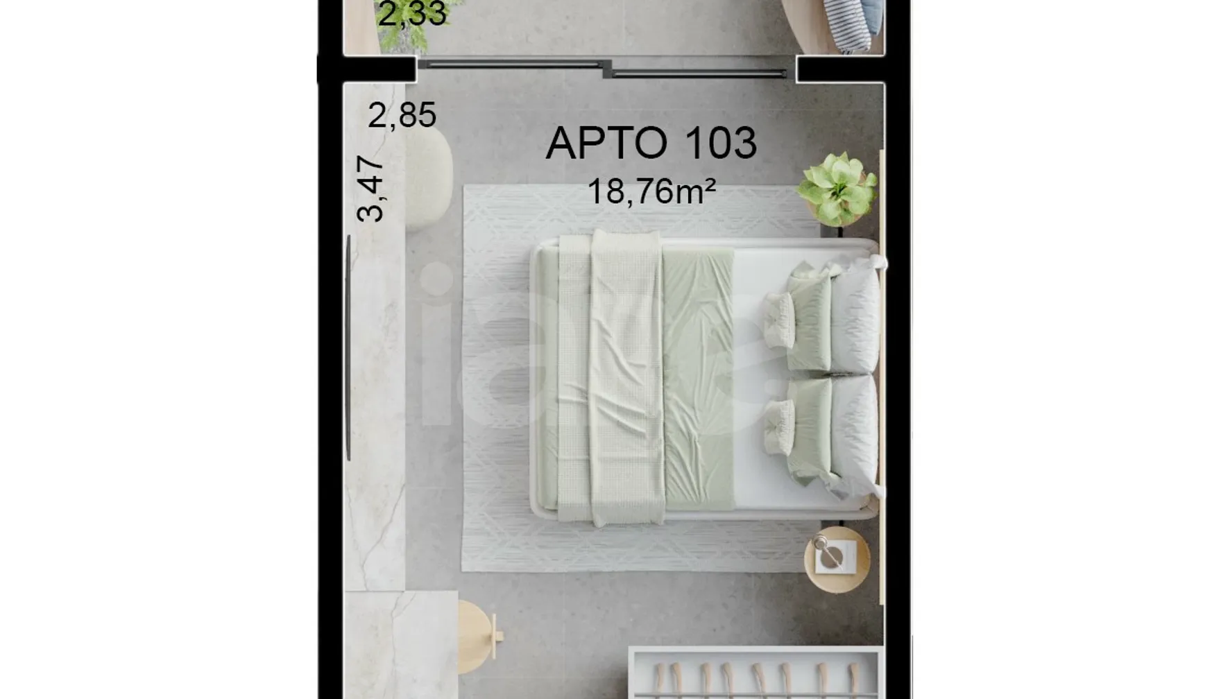 Planta — Studio 18,16 m²