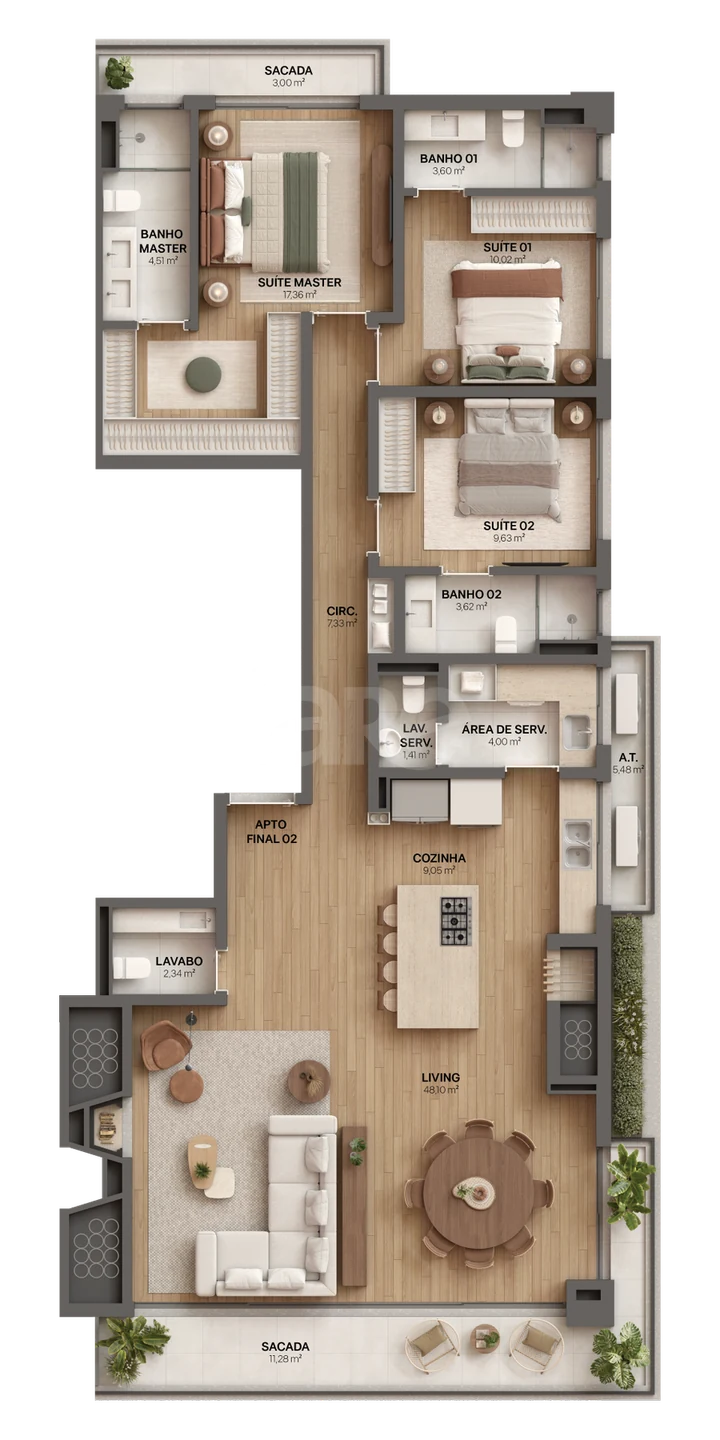 Planta — Apartamento 165,8 m²