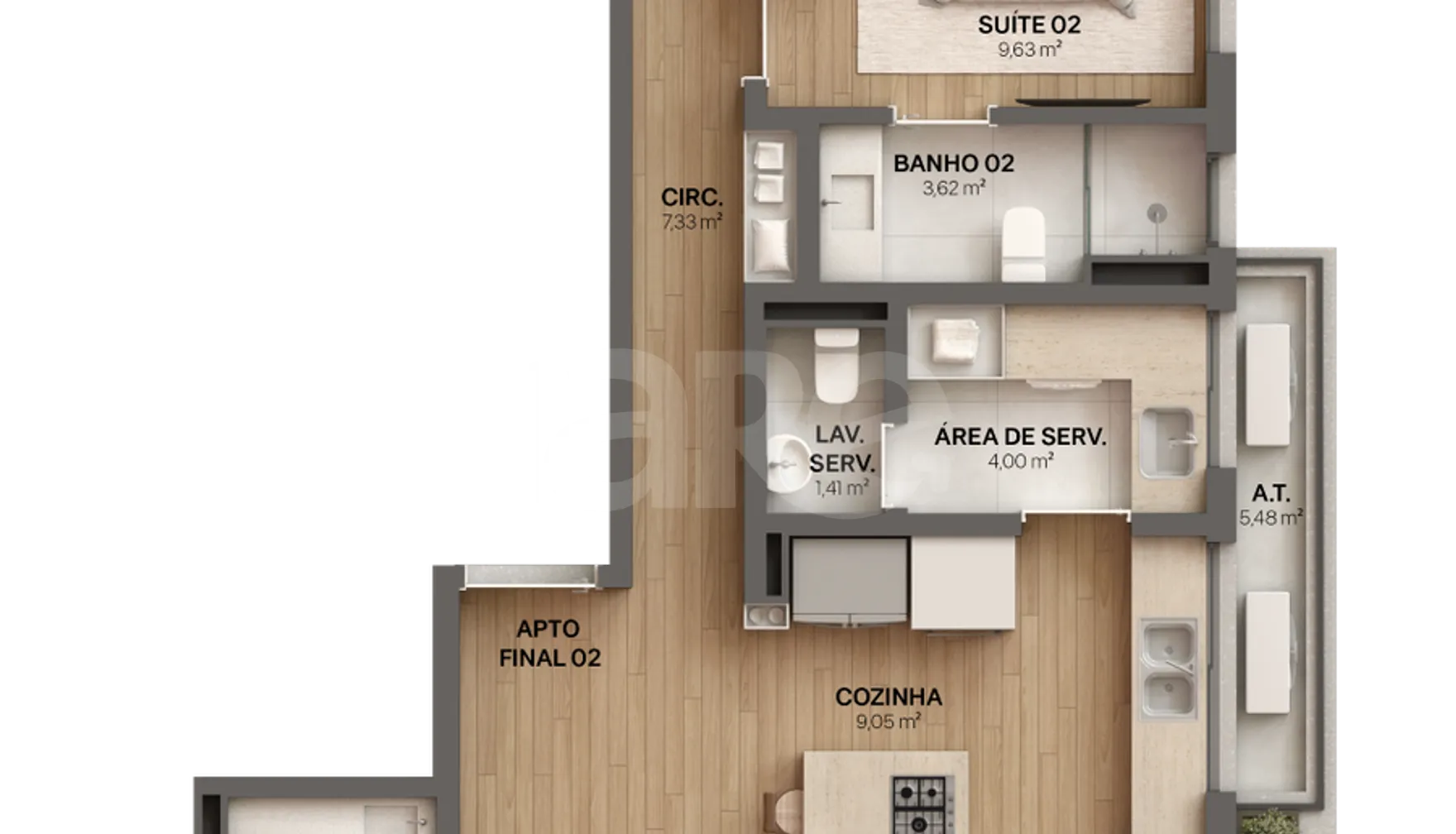 Planta — Apartamento 165,8 m²