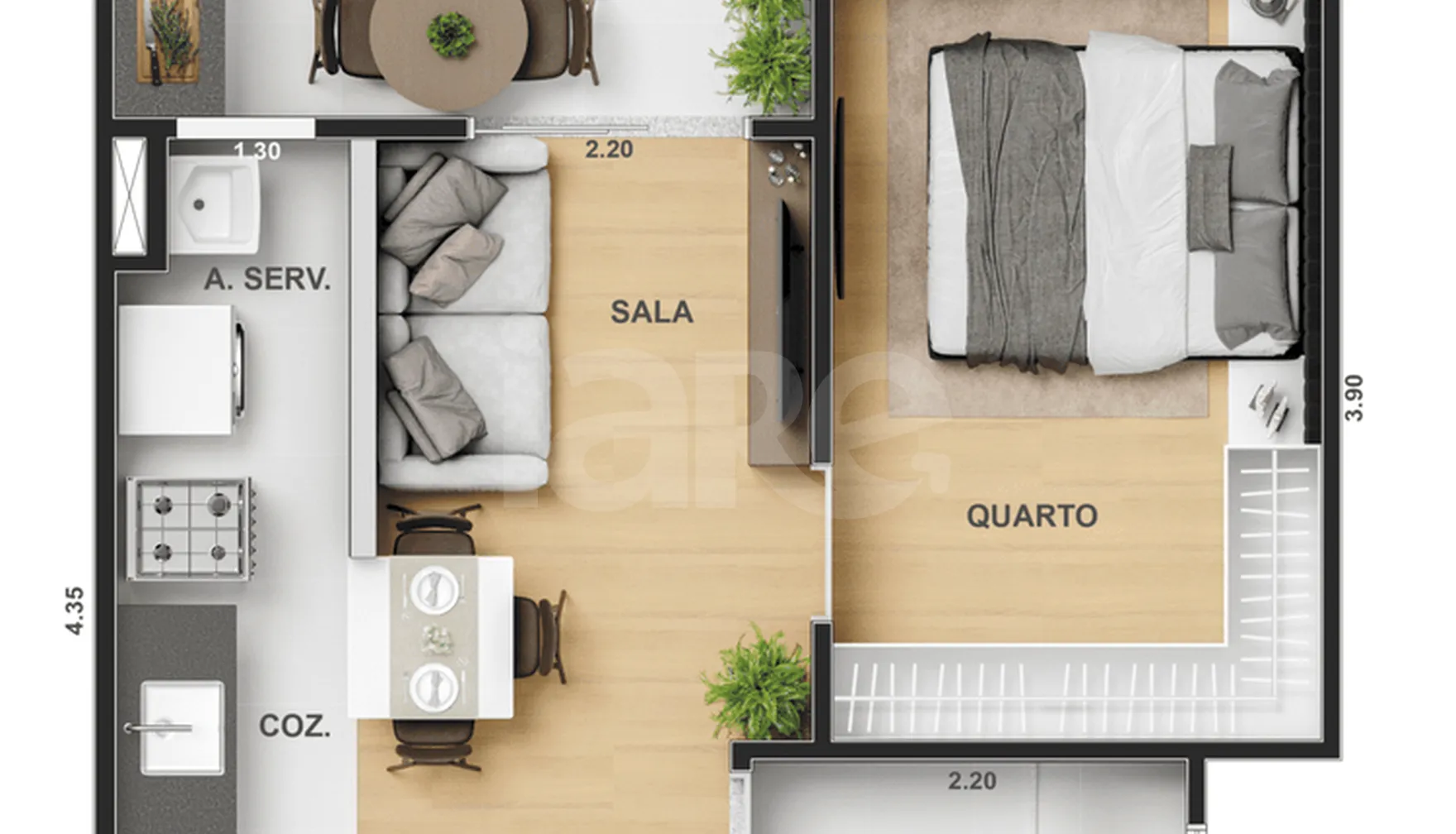 Planta — Apartamento 34,7 m²
