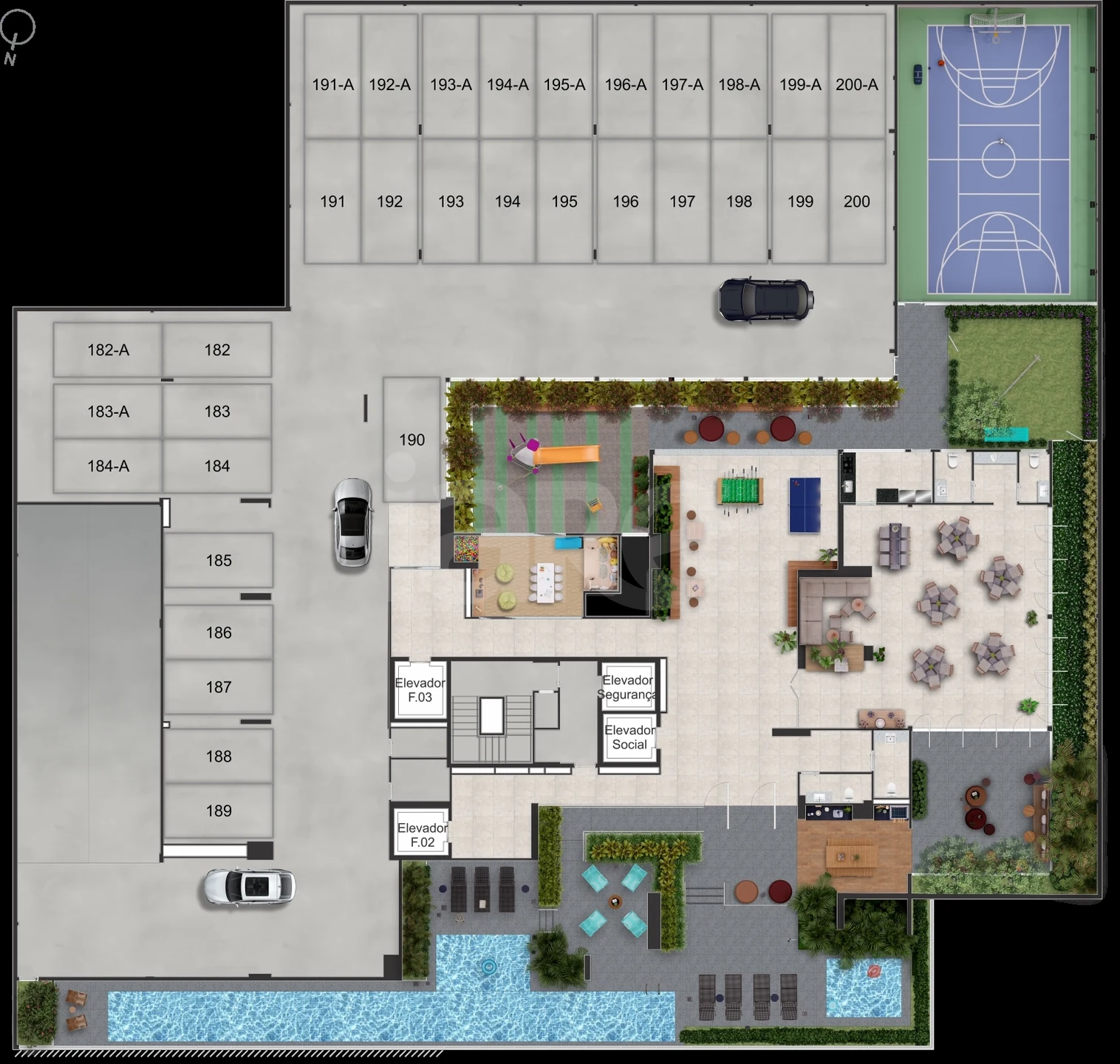 Planta — Pavimento garagem 1