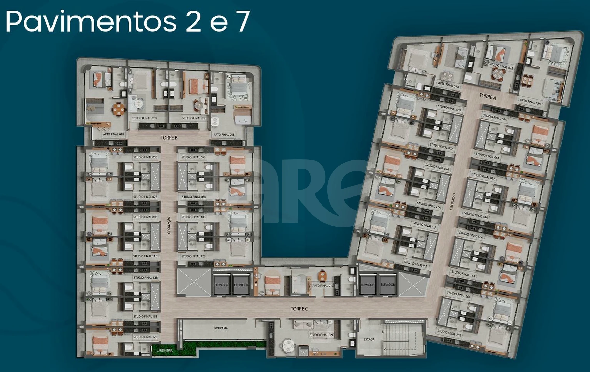 Planta — Pavimento 2 e 7