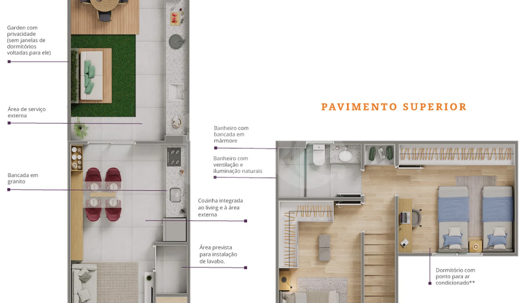 Planta — Casa em Condomínio 55,36 m²