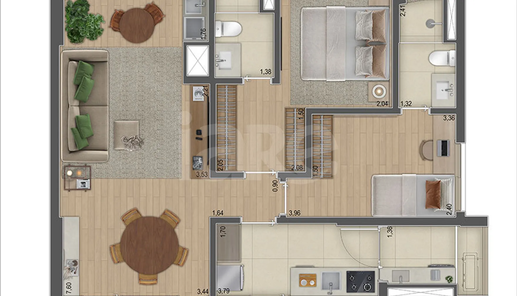 Planta — Apartamento 82,75 m²