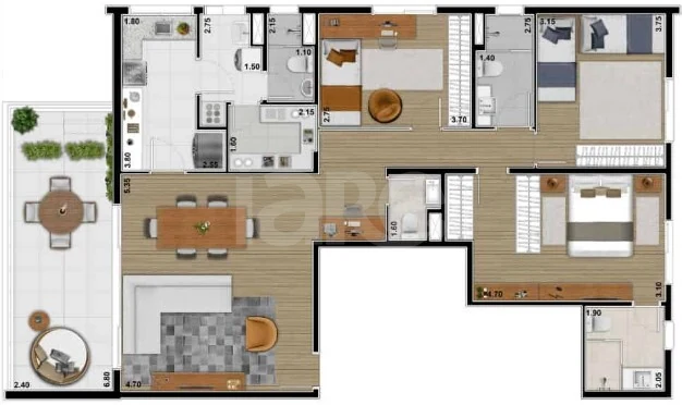 Planta — Apartamento 132 m²