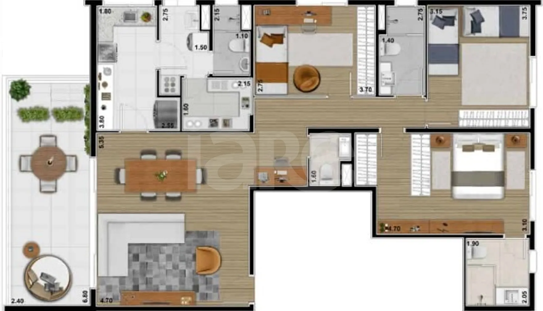 Planta — Apartamento 132 m²