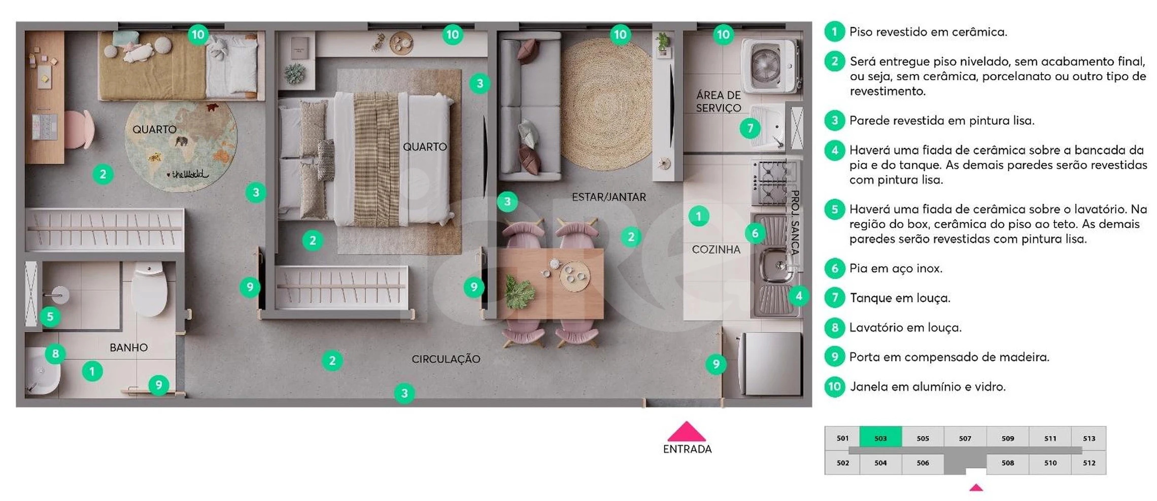 Planta — Apartamento 38,59 m²