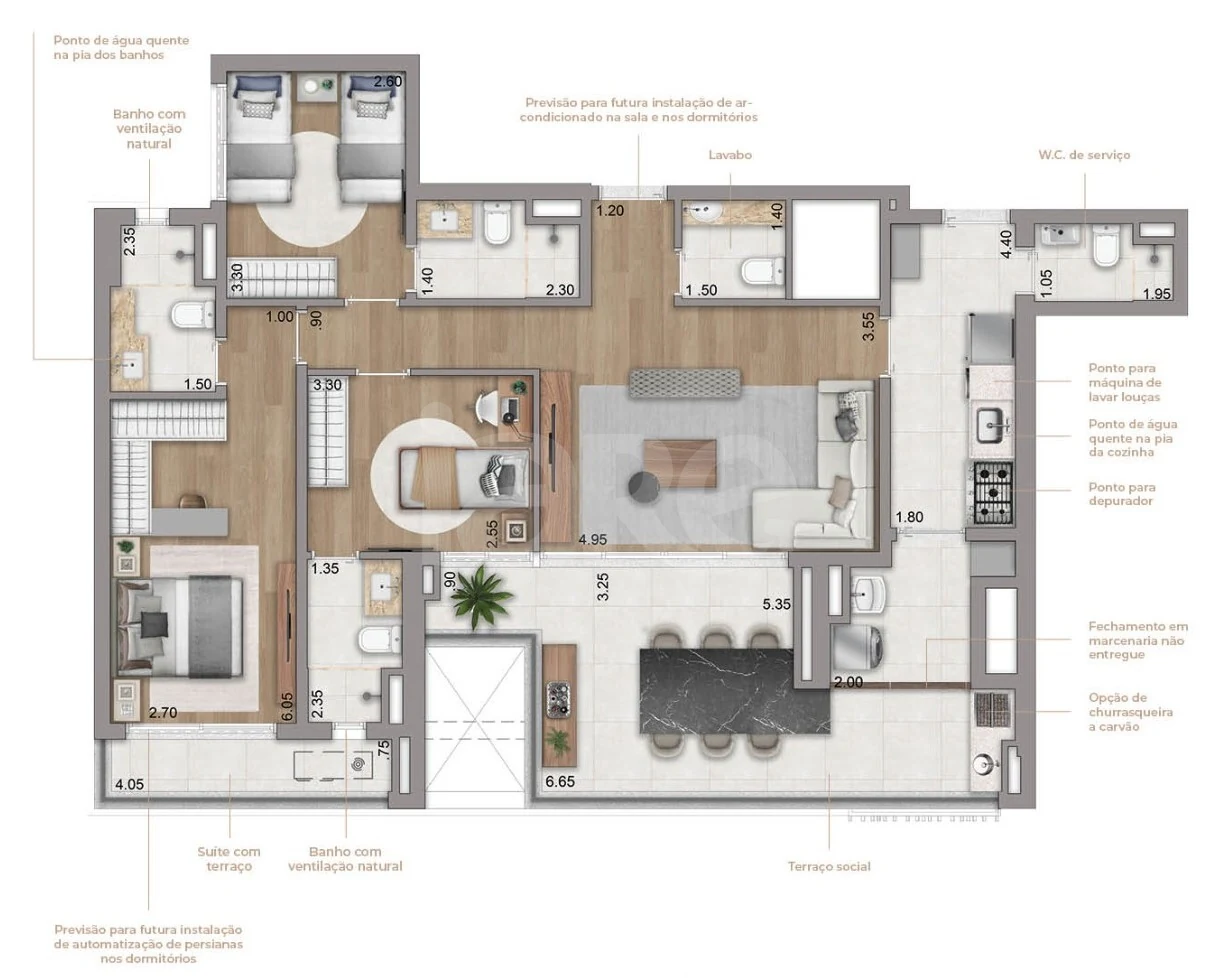 Planta — Apartamento 123,56 m²