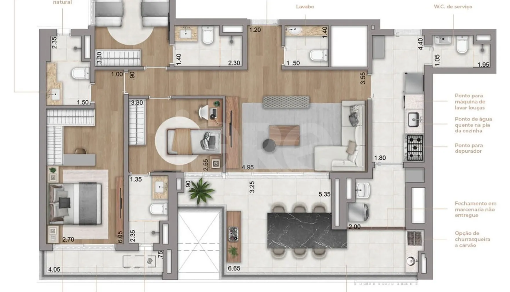 Planta — Apartamento 123,56 m²