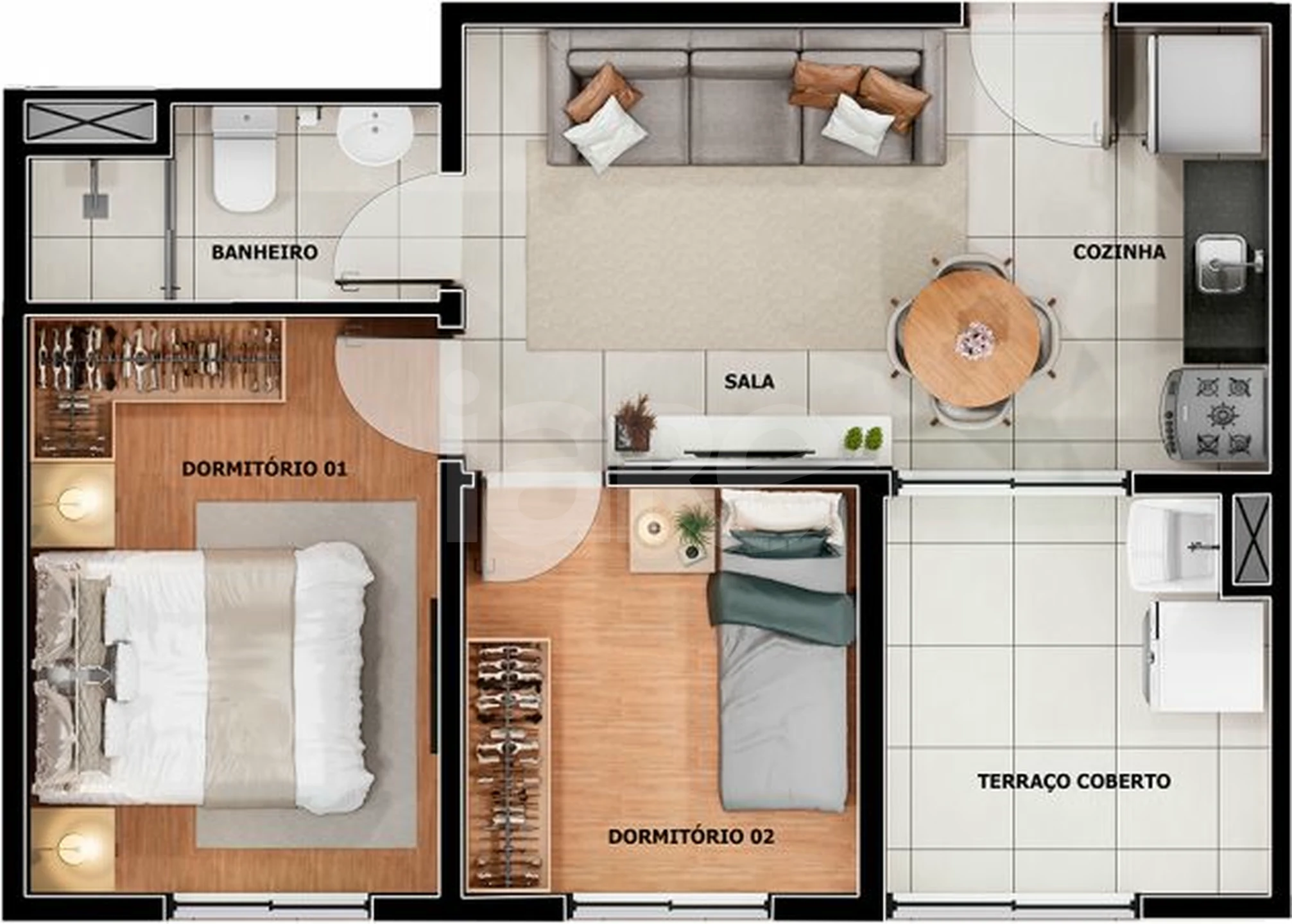 Planta — Apartamento 36,86 m²