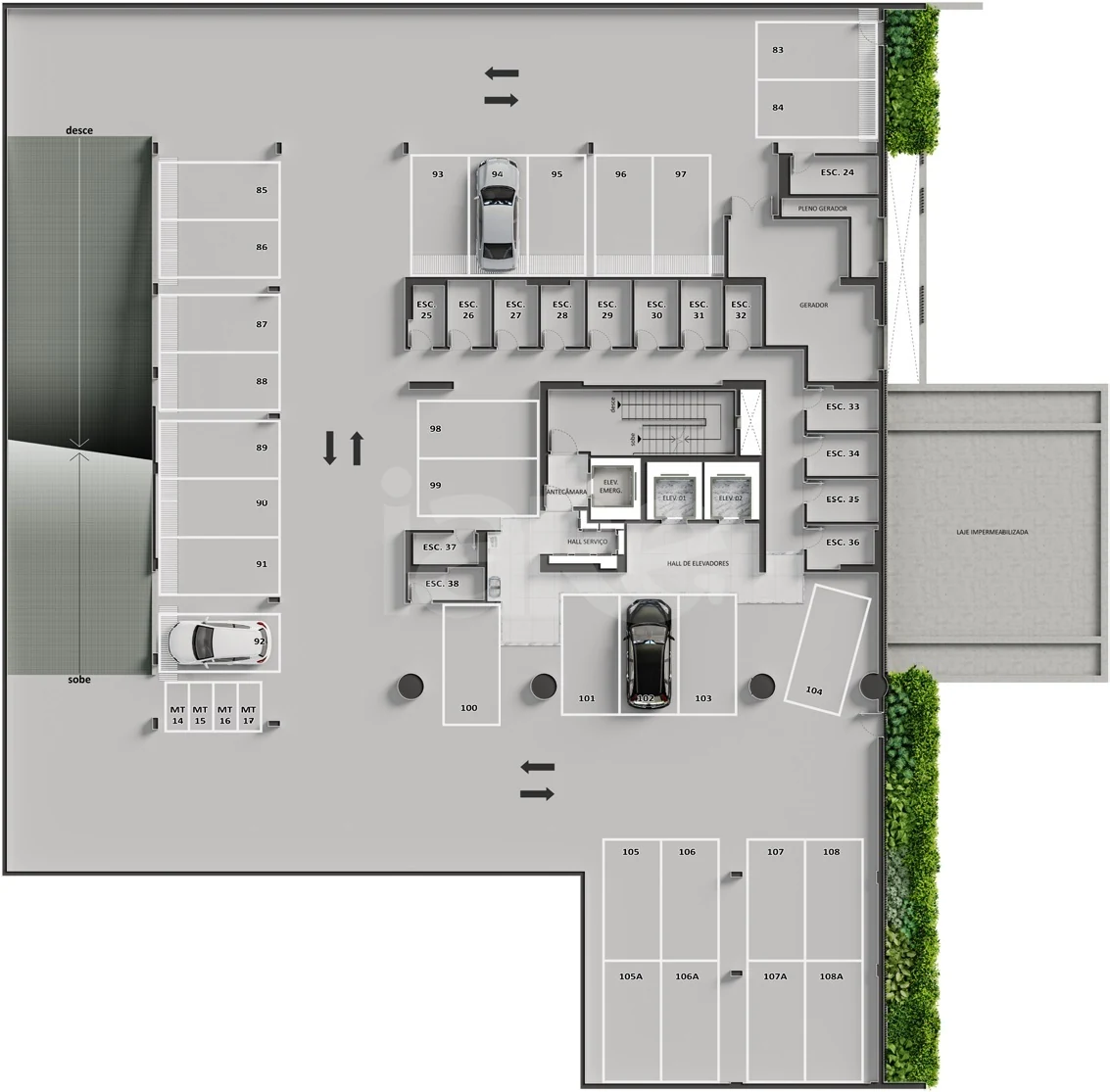Planta — Pavimento garagem 1