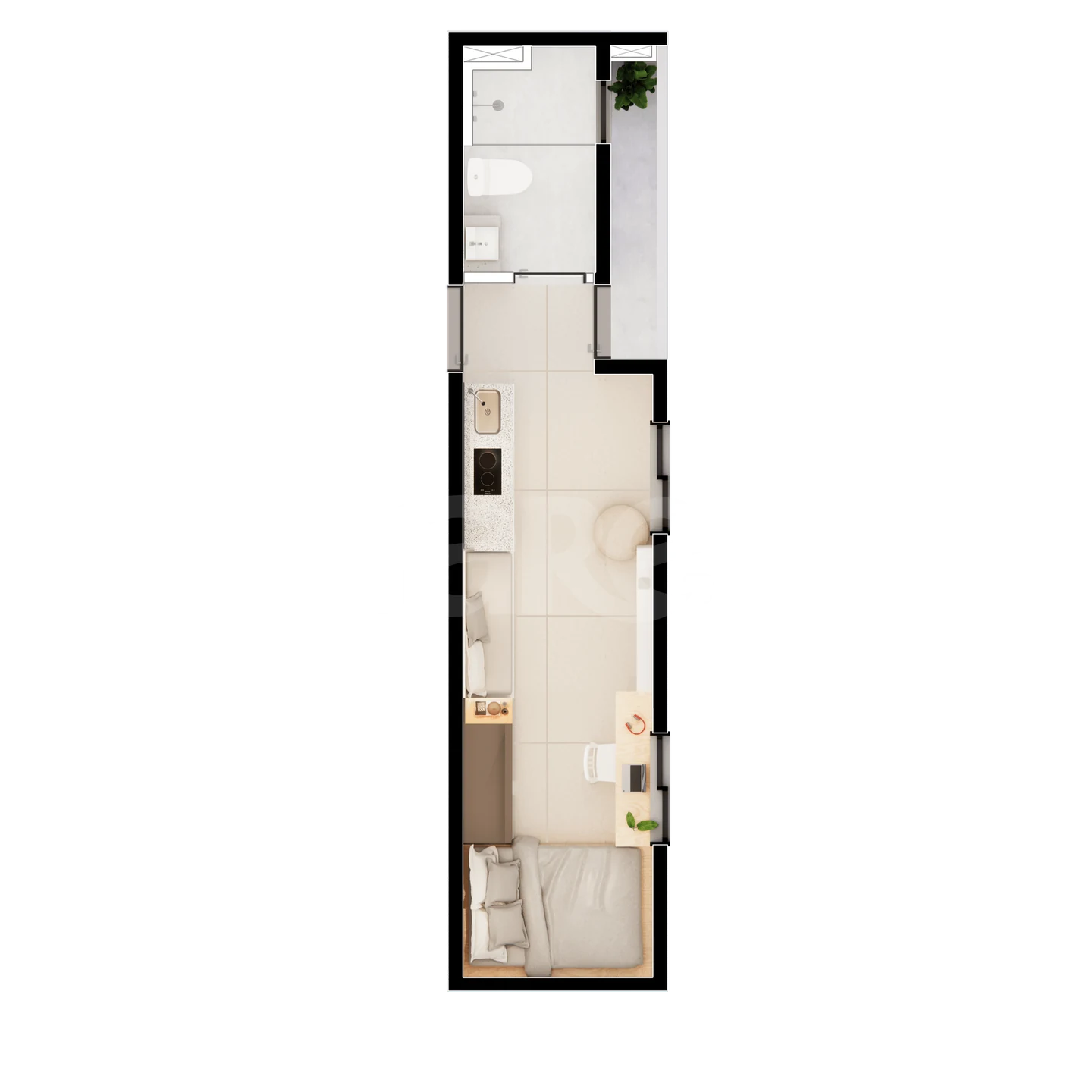 Planta — Studio 23,22 m²