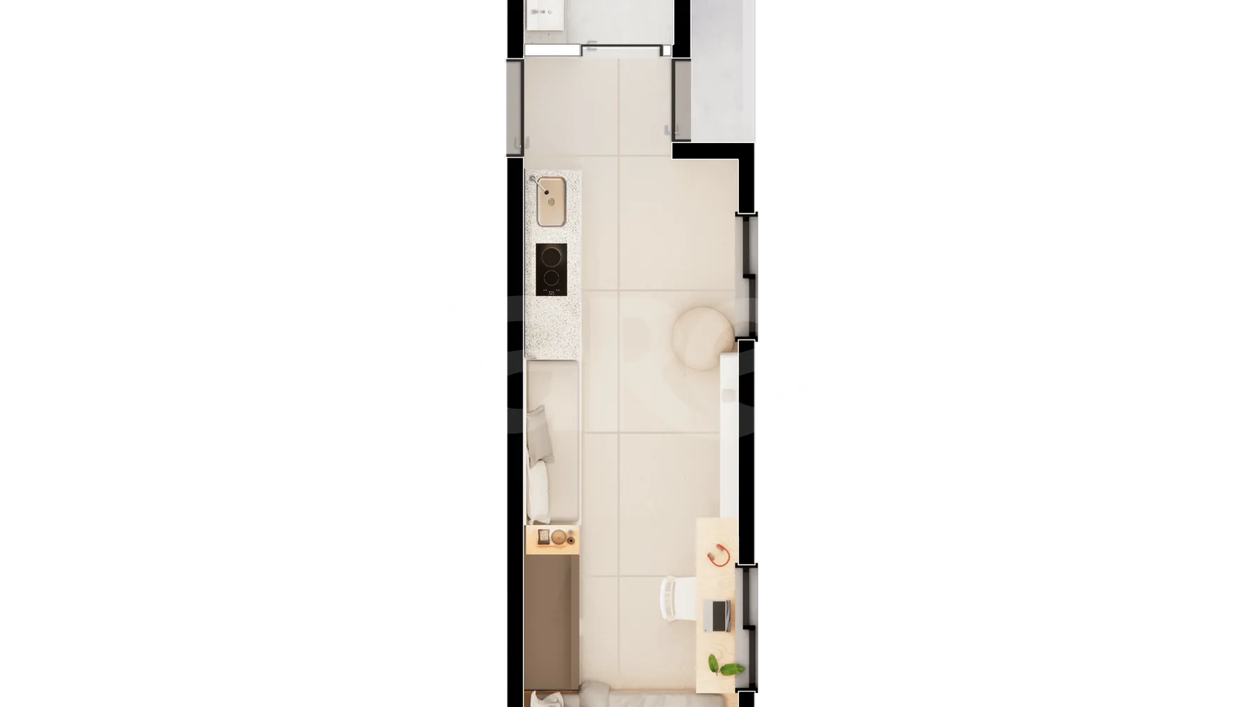 Planta — Studio 23,22 m²