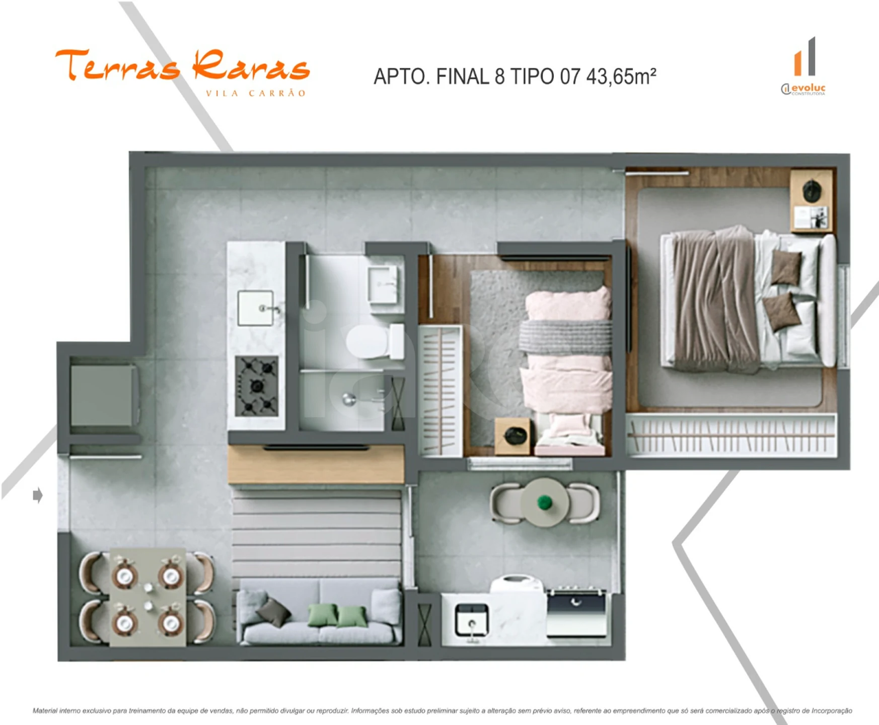 Planta — Apartamento 43,43 m²