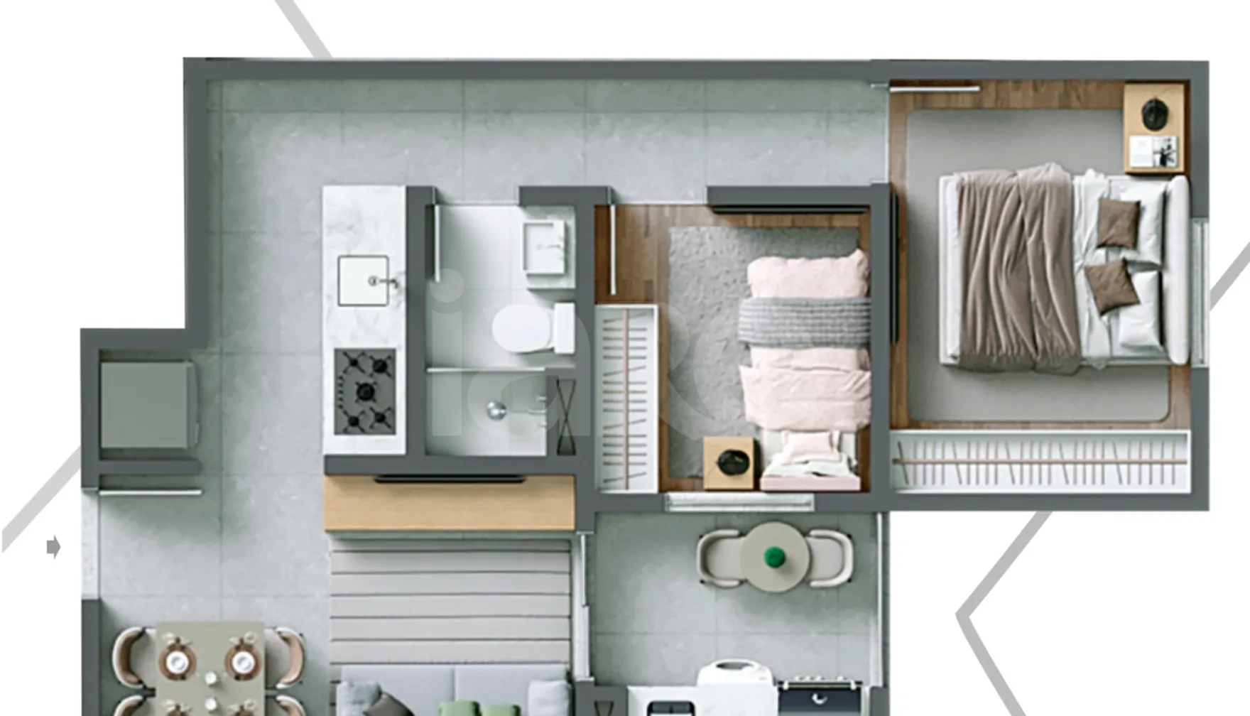 Planta — Apartamento 43,43 m²