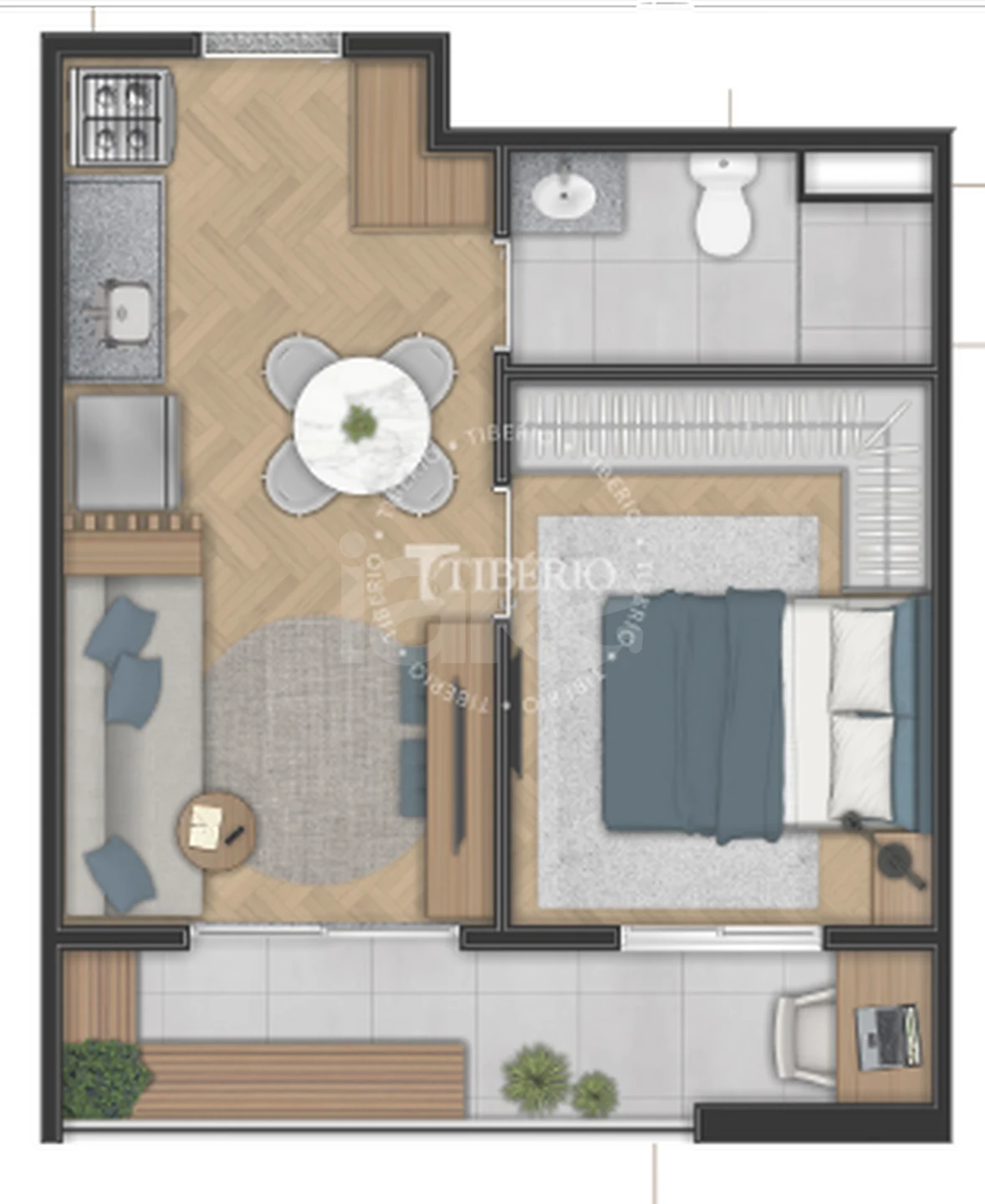 Planta — Apartamento 32,96 m²