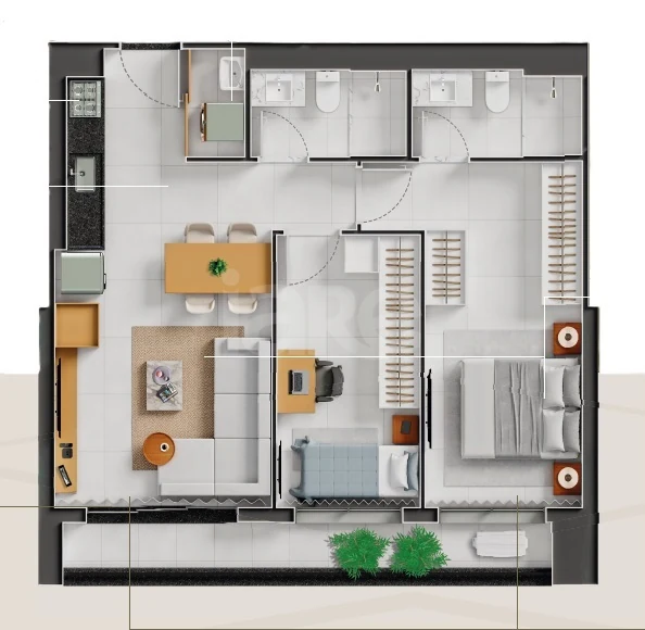 Planta — Apartamento 75,59 m²