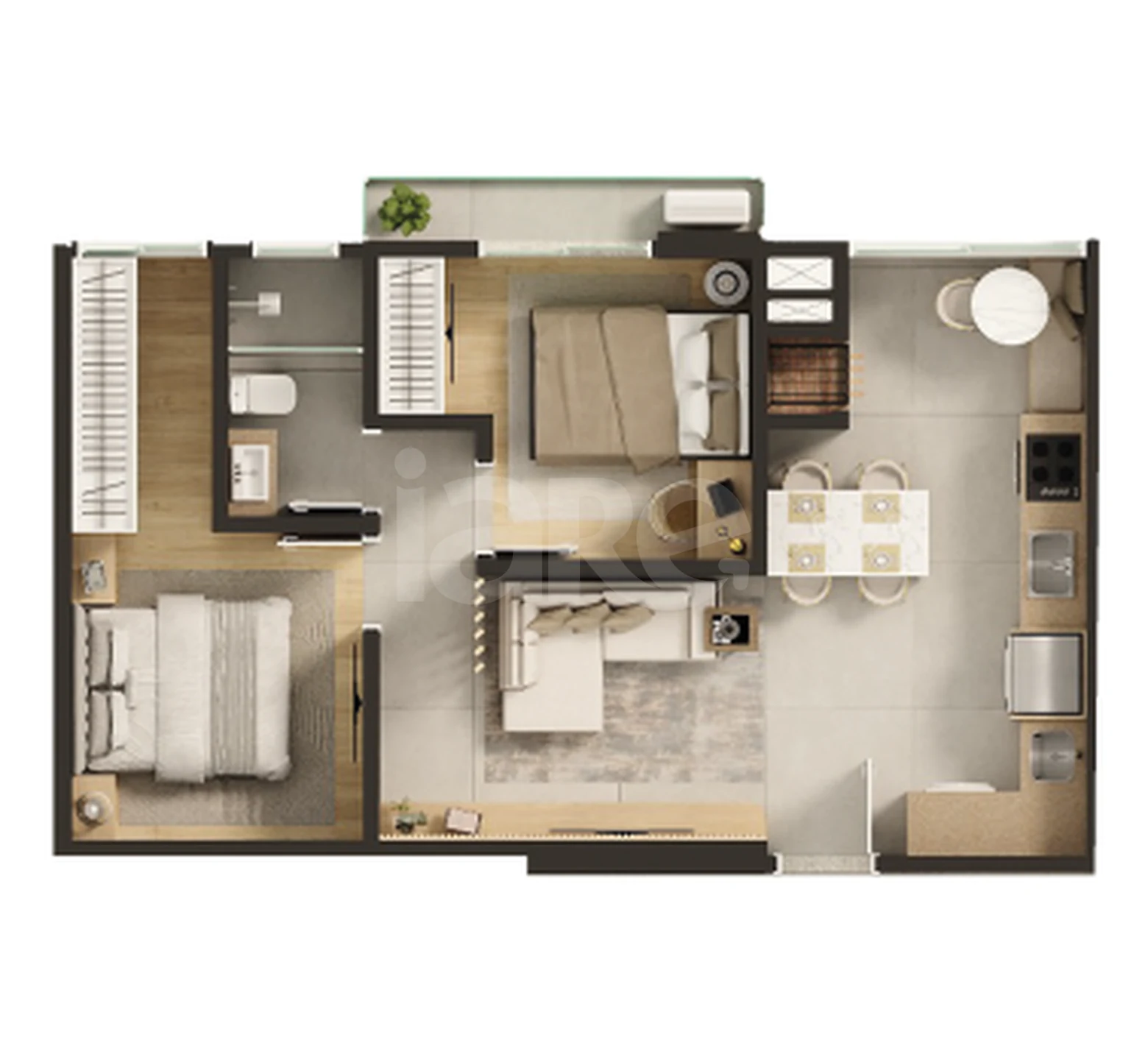 Planta — Apartamento 55,8 m²