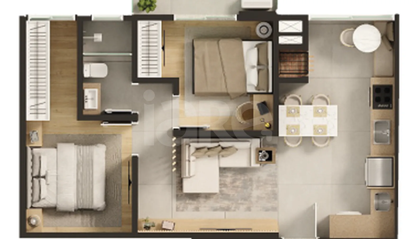 Planta — Apartamento 55,8 m²