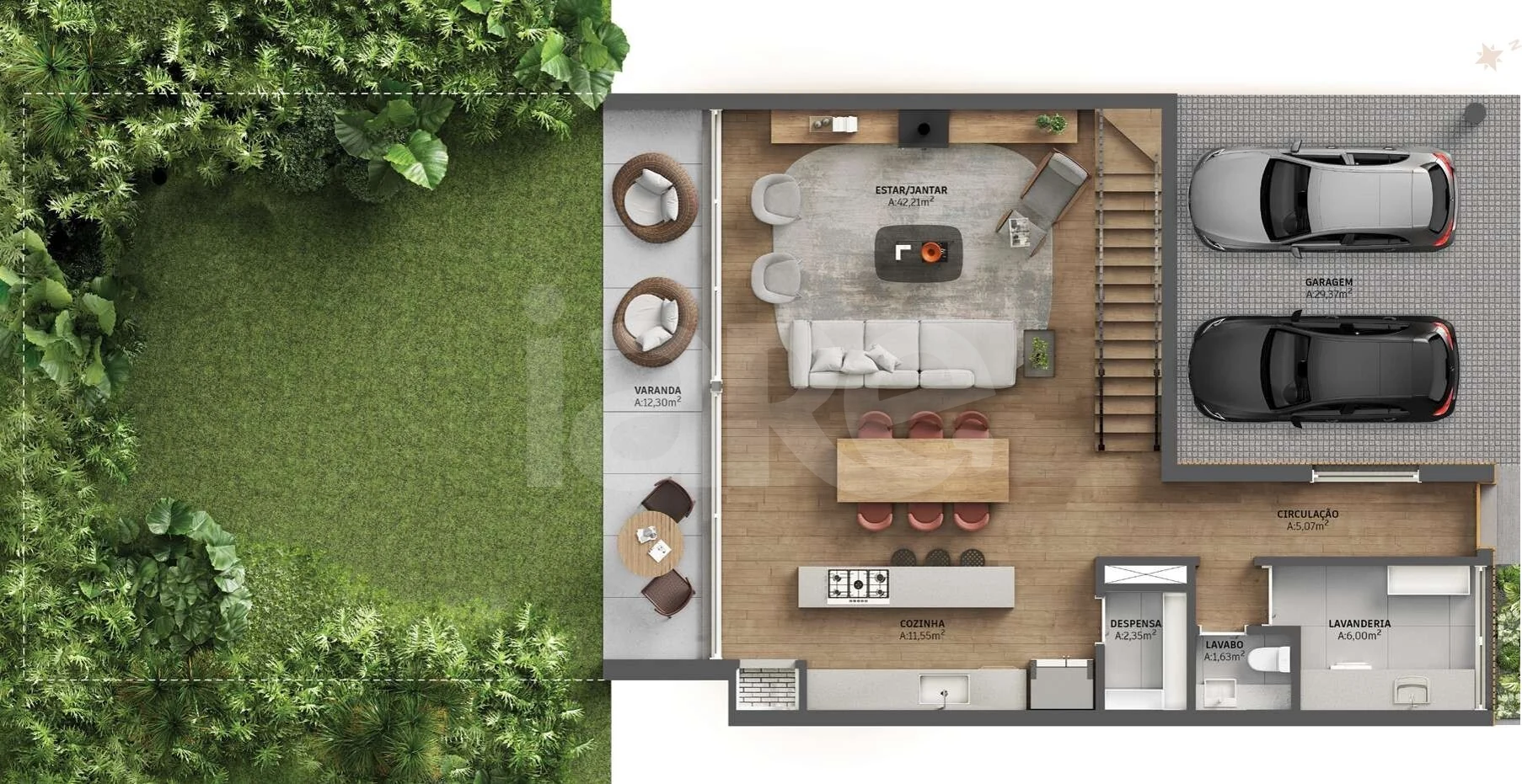 Planta — Planta 01 - 3 dormitórios 219m² - térreo