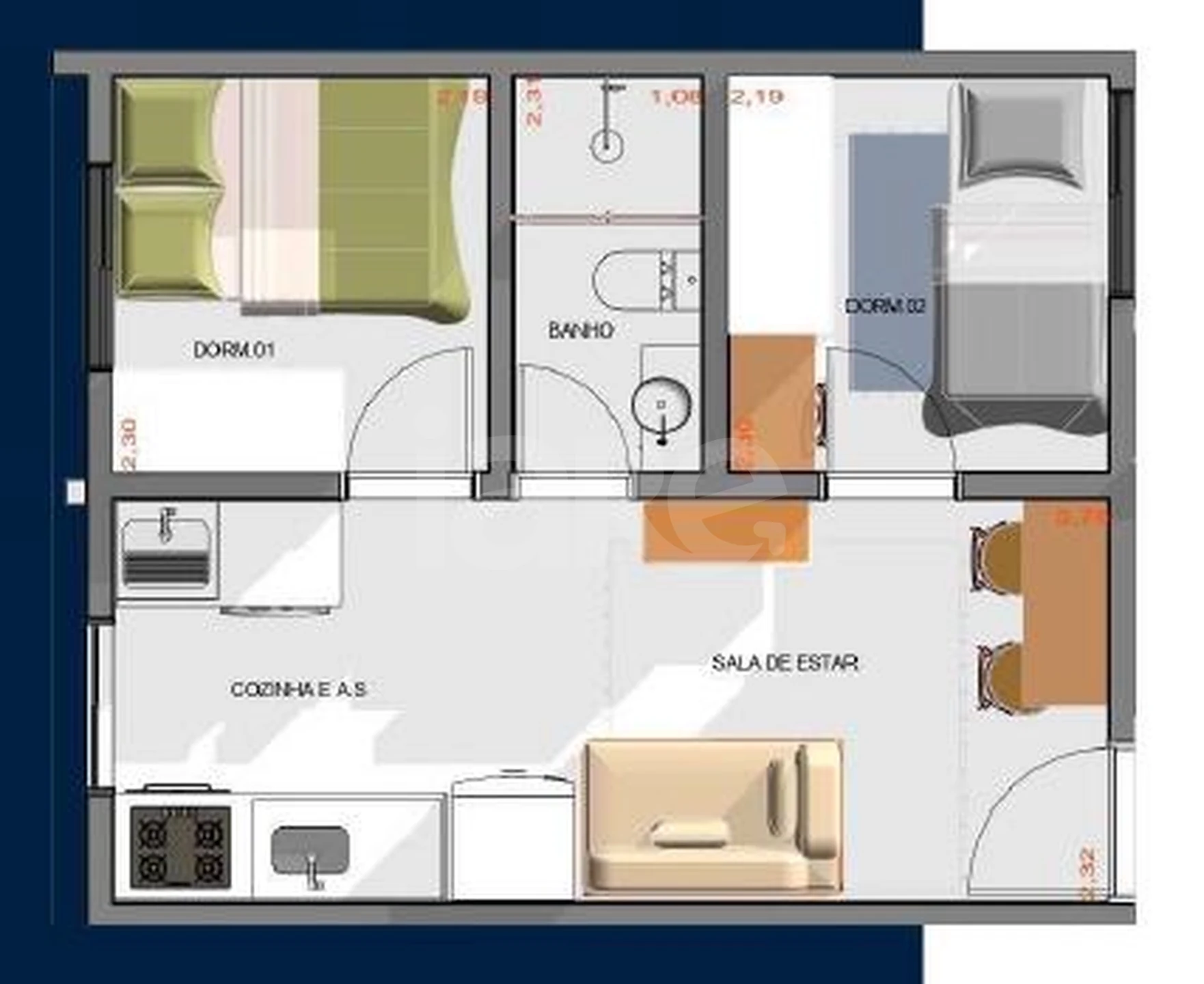 Planta — Apartamento 32 m²