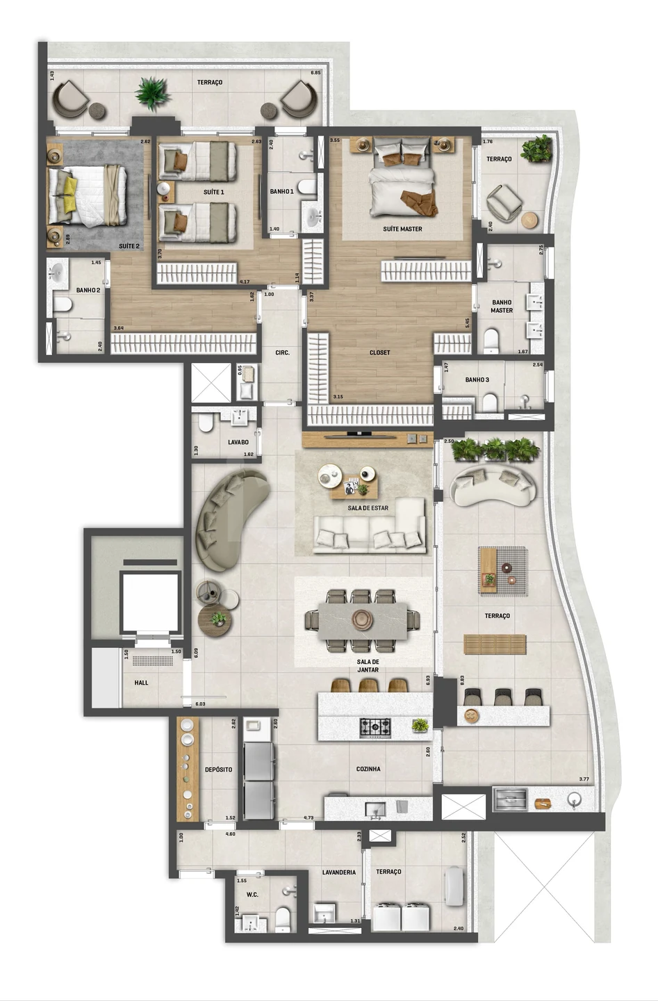 Planta — Apartamento 222,06 m²