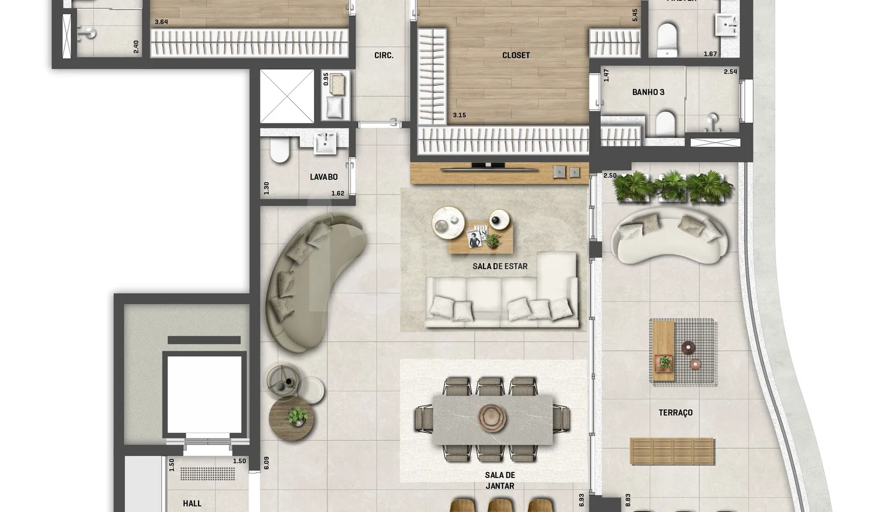 Planta — Apartamento 222,06 m²