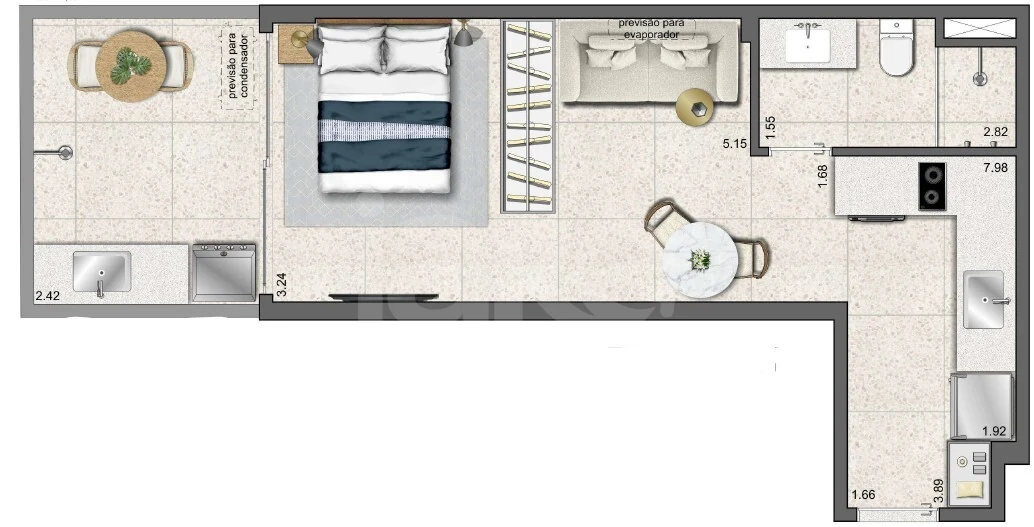 Planta — Studio 27,81 m²
