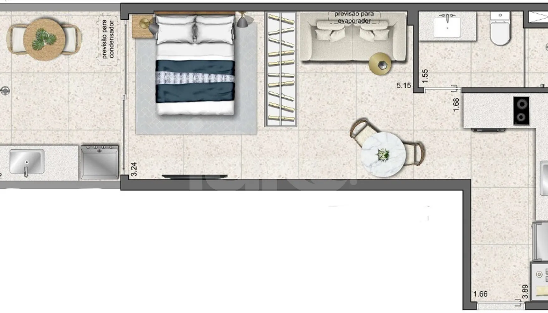 Planta — Studio 27,81 m²