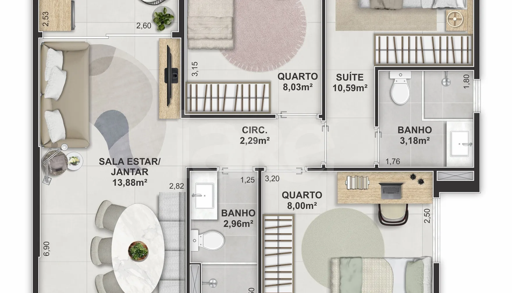 Planta — Apartamento 78,72 m²