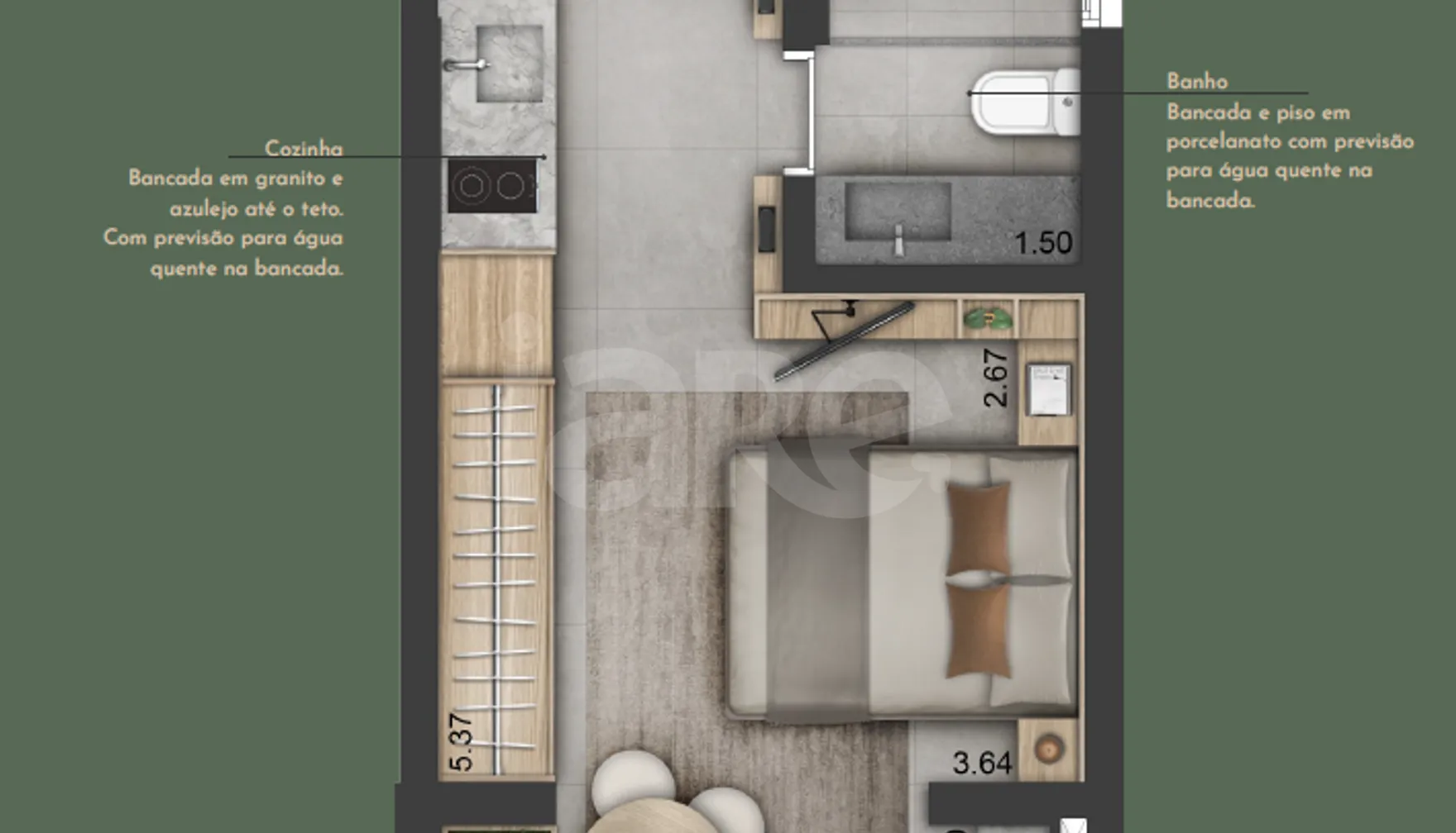 Planta — Studio 27 m²