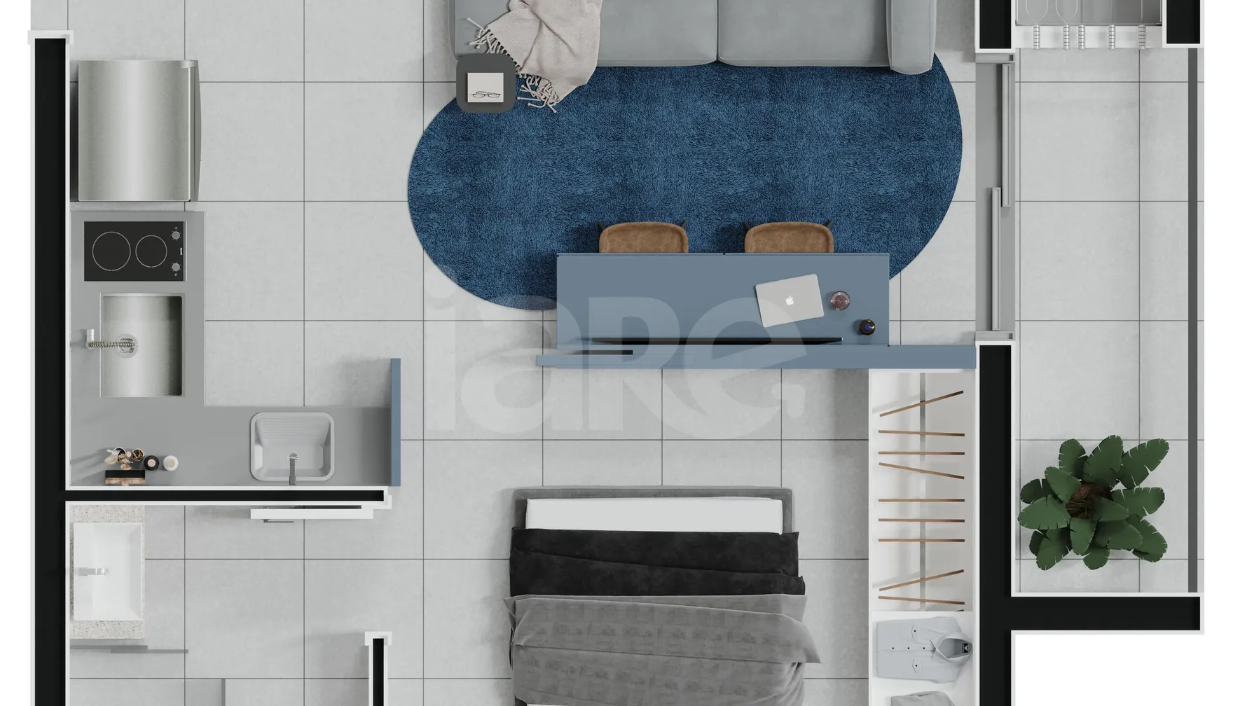 Planta — Studio 34,25 m²