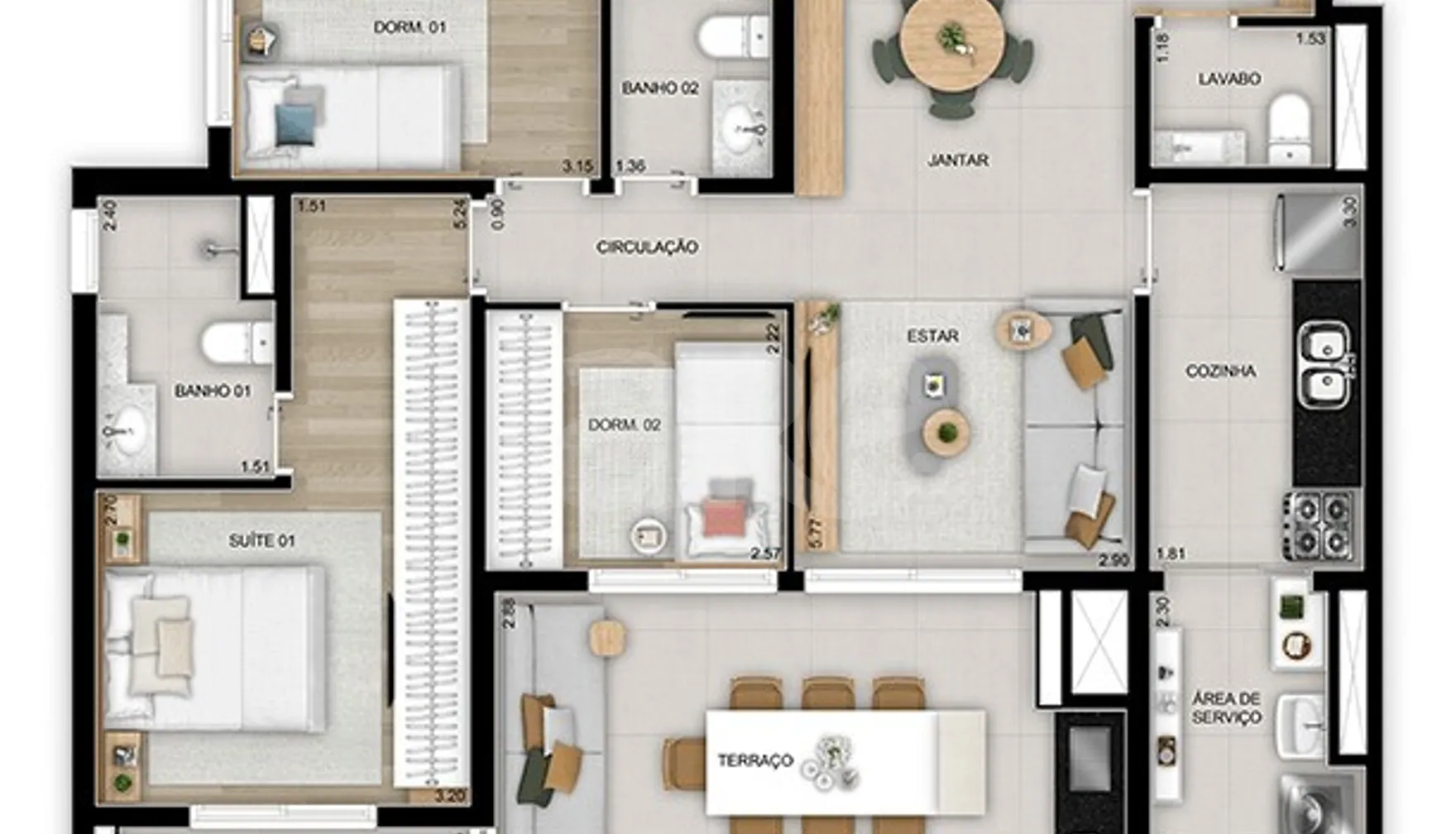Planta — Apartamento 98,26 m²