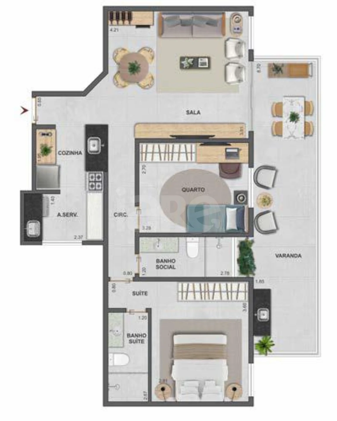 Planta — Apartamento 82,62 m²