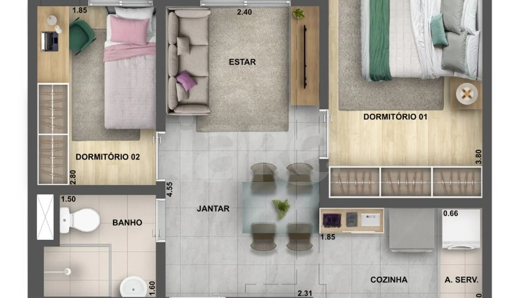 Planta — Apartamento 41,34 m²