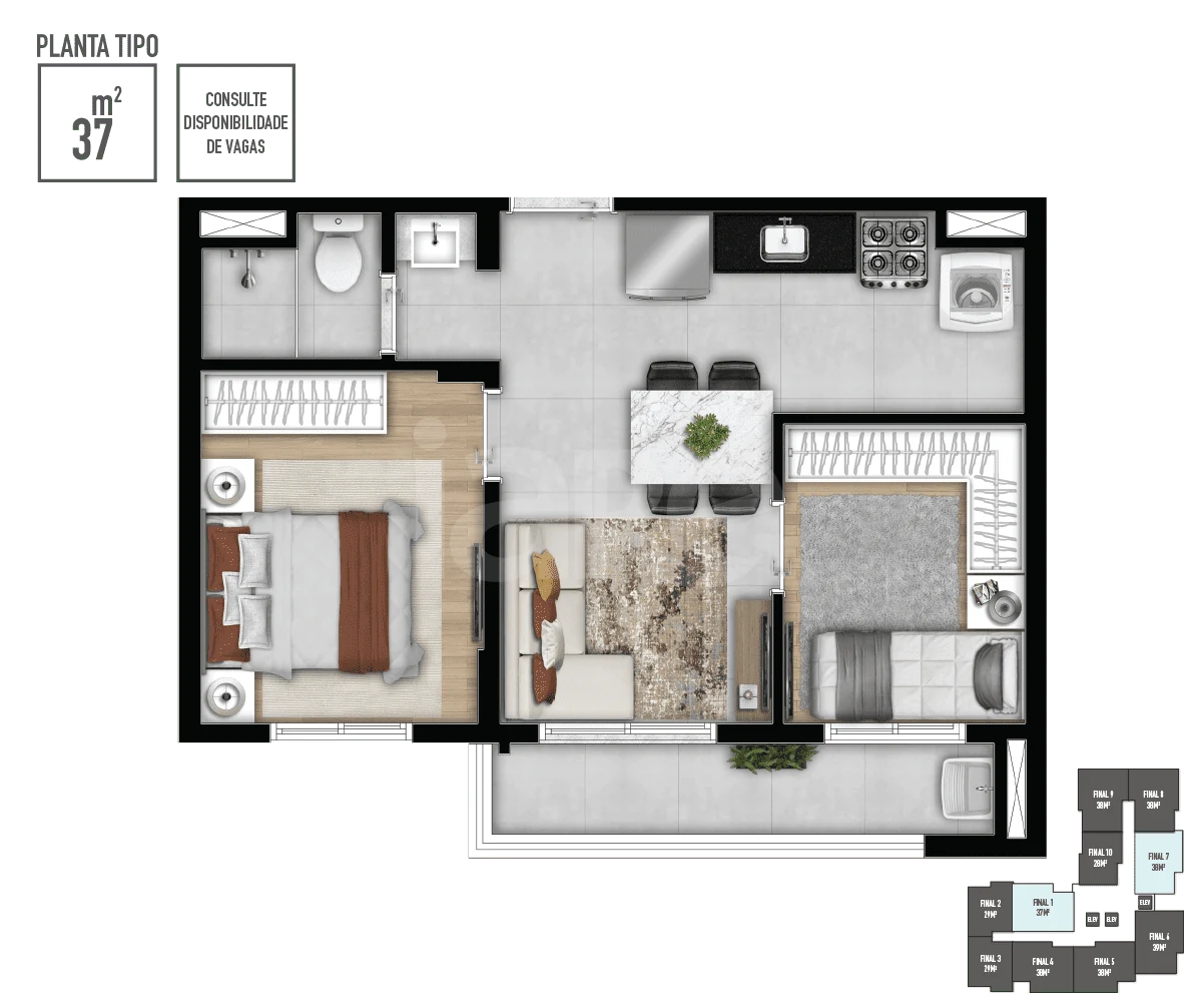 Planta — Apartamento 37,48 m²